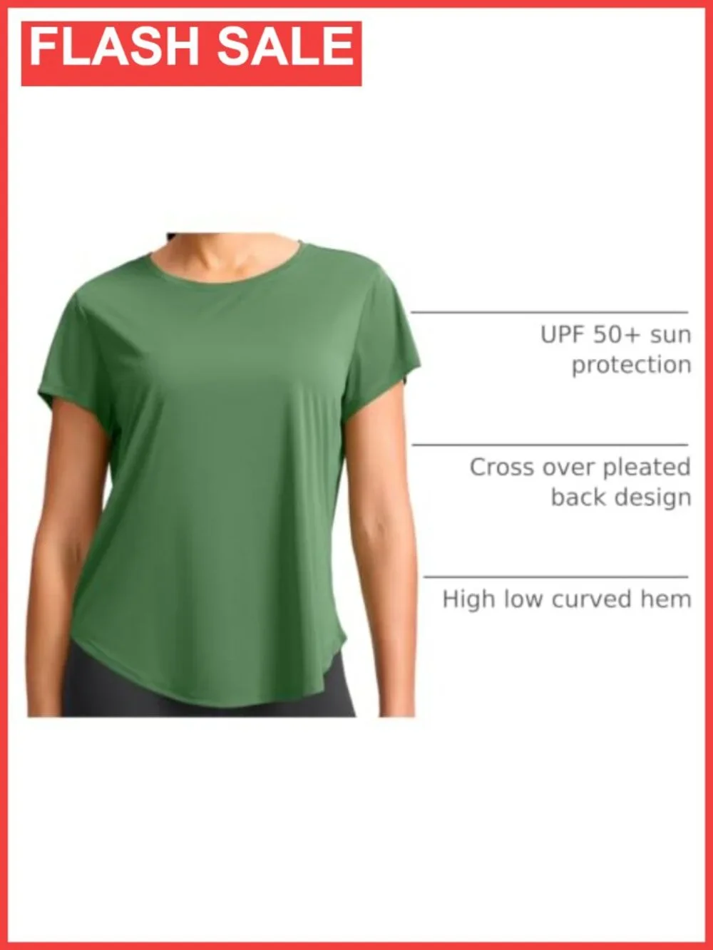 Women's Quick Dry Athletic Workout T-Shirt UPF 50+ Crew Neck Short Sleeve